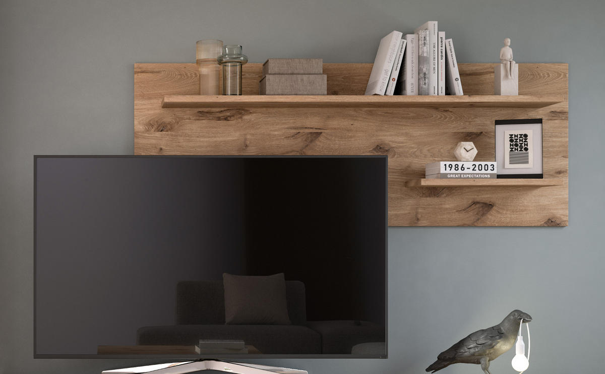 WANDPANEEL Nox Eiche 160 cm, Wandregal - Eichefarben, Holzwerkstoff (160/60/20cm) - Inn.Furn