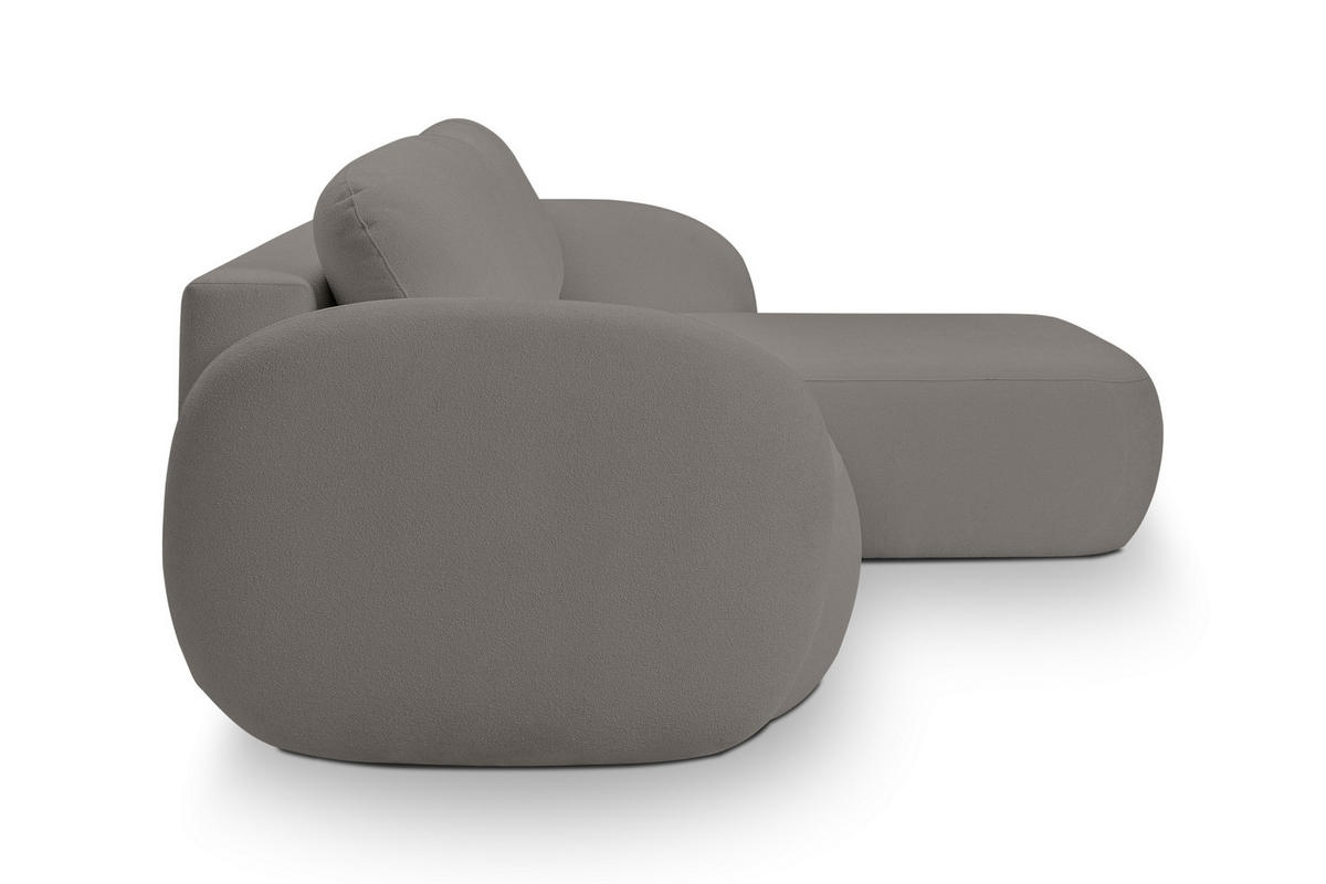 ECKSOFA AMICO R-S Grau Geflochtener Stoff mit Schlaffunktion - Grau, Holz (248/174cm) - MASSENO