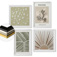 WANDBILDER 4er-Set - 50x50 cm & 40x60 cm Weißer Rahmen - Pflanzenmotive in gedeckten Farben - Weiß, Kunststoff (50/50cm) - ArtPrintCave