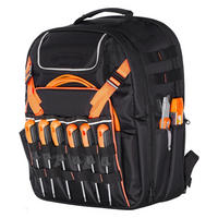 WERKZEUGTASCHE Profi Werkzeugrucksack 45 Taschen mit Laptopfach und verstärktem Stoffboden - Naturfarben, Metall (10/10/10cm) - Raelunyi