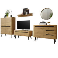 WOHNWAND Artisan Eiche schwarz, Wohnkombination 4-teilig skandinavisch, 361 x 170 cm - Schwarz/Eiche Artisan, Holz/Holzwerkstoff (361/170/40cm) - Furn.Design