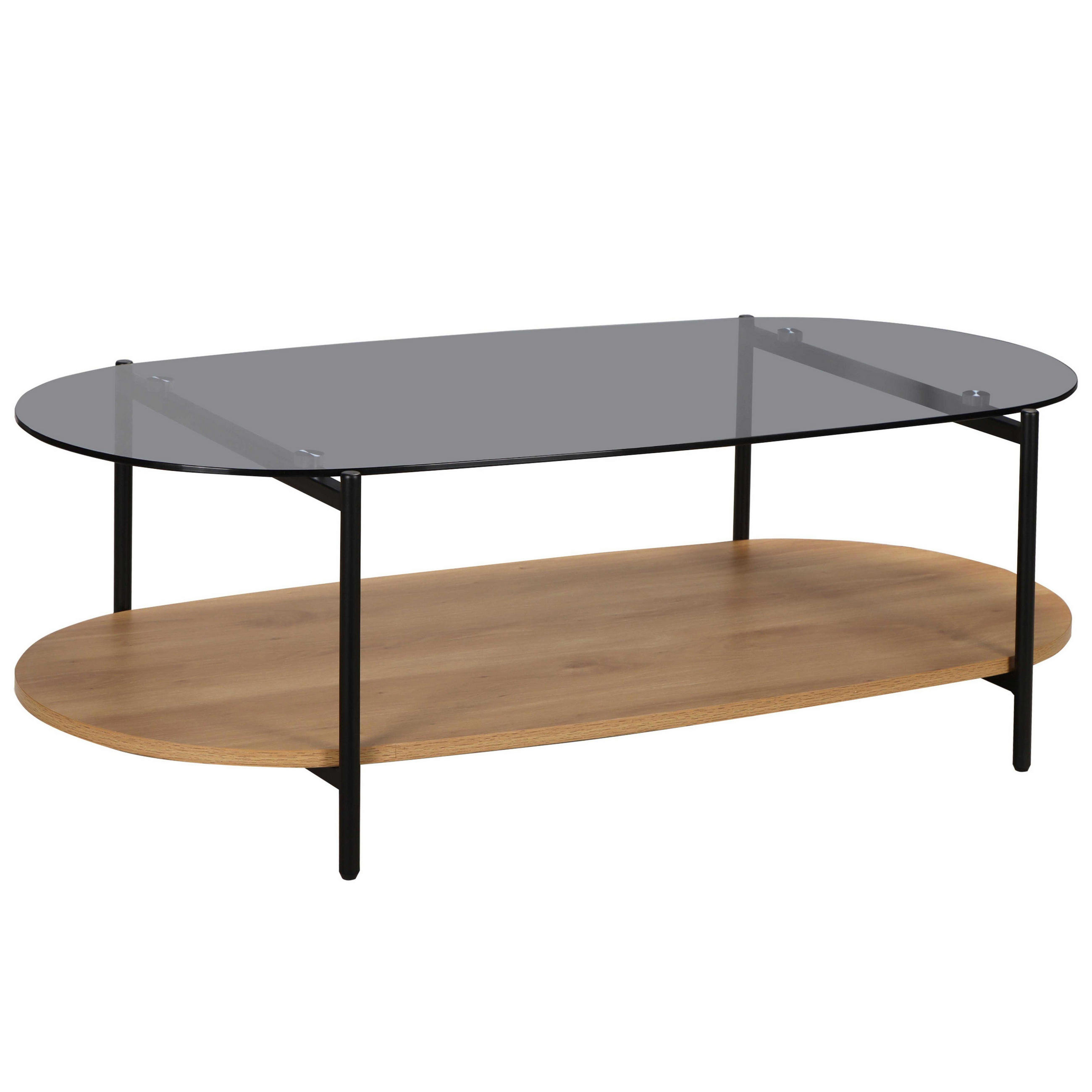 COUCHTISCH, helles Holzeffekt - Beige, Glas (120/55/40cm) - Oviala