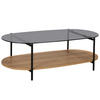 COUCHTISCH, helles Holzeffekt - Beige, Glas (120/55/40cm) - Oviala