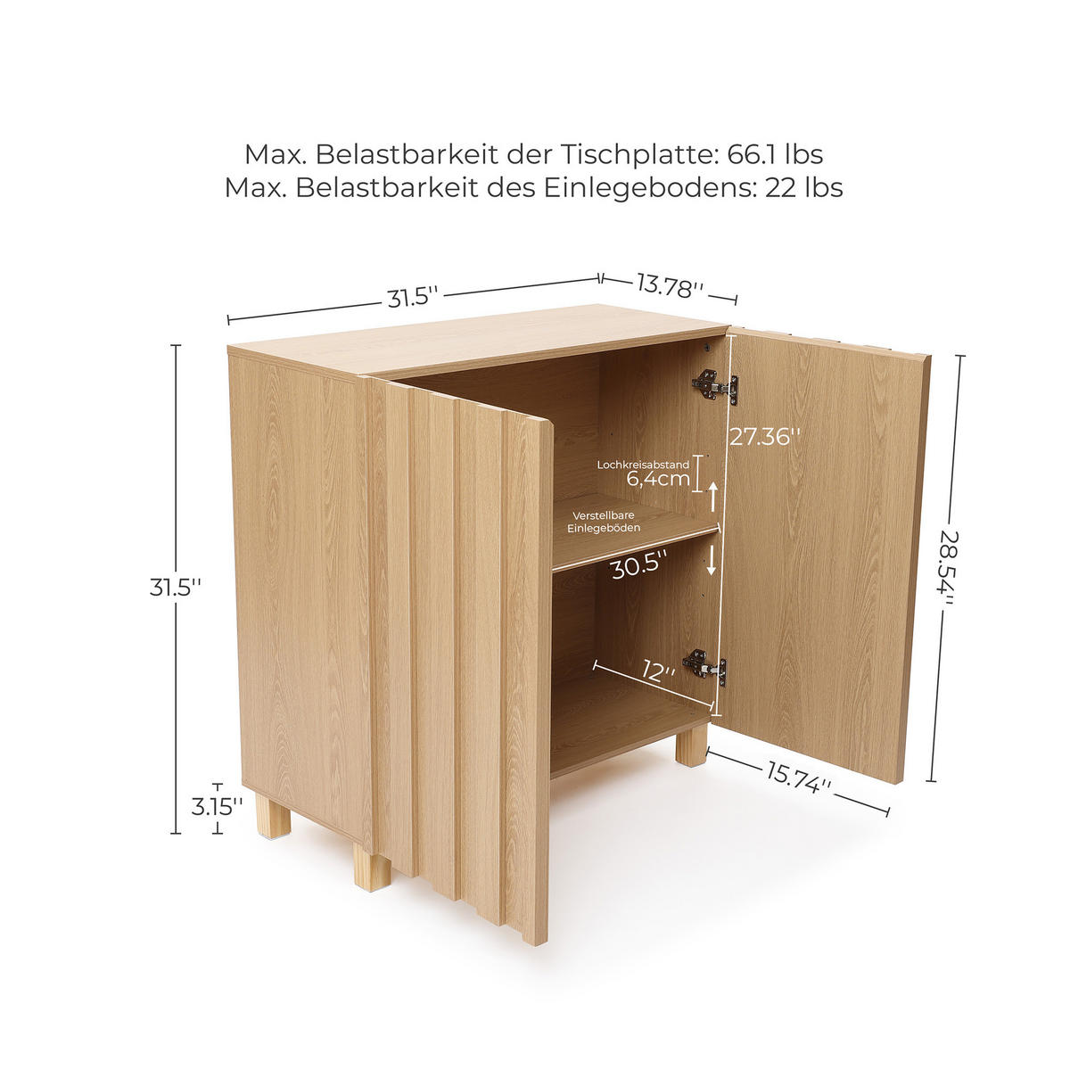 SIDEBOARD | B80 x T35 x H80 cm - Eichefarben, Holz/Holzwerkstoff (80/80/35cm) - Hometopia