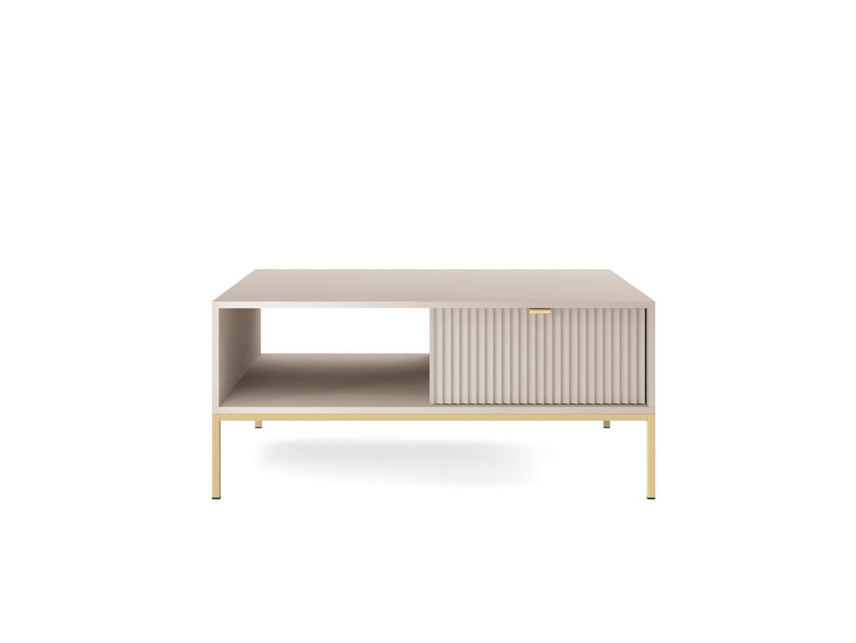 COUCHTISCH: Kaschmir, Gold, 104 x 46 x 68 cm, goldene Griffe - Beige/Goldfarben, Holzwerkstoff/Metall (68/104/46cm) - 3XE LIVING