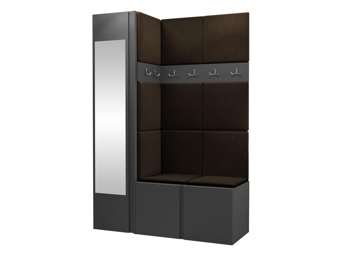 GARDEROBEN-SET Orion X - Graphitfarben/Braun, Holzwerkstoff/Kunststoff (124/186/46cm) - MIRJAN24