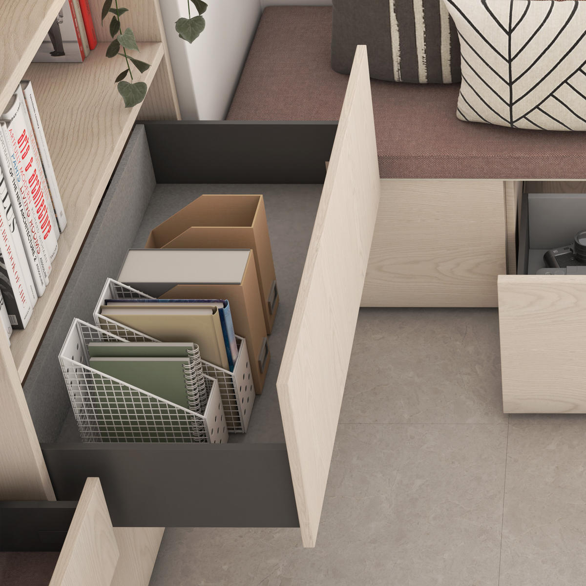 AUSSENSCHUBLADE Vertex mit 3D-Regelung, Höhe 178mm, 40Kg, Brettstärke 18mm, Tiefe 400mm, Stahl, Anthrazitgrau - Anthrazit, Metall (1.3/18/40cm) - EMUCA