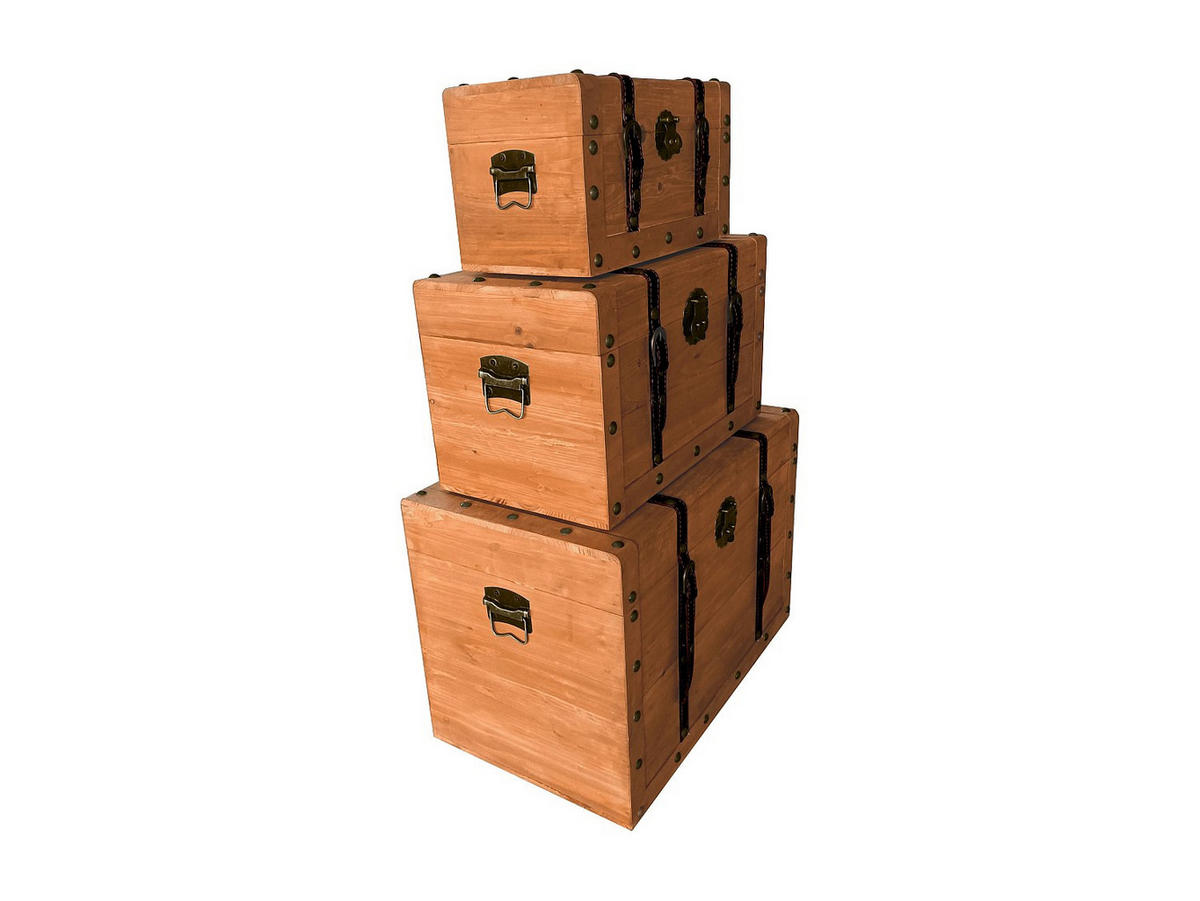 3ER-SET Koffer - Tannenholz & MDF - 3 Größen - Holzfarben - ESPARTA - Naturfarben, Holz (60/40/37cm) - Vente-Unique
