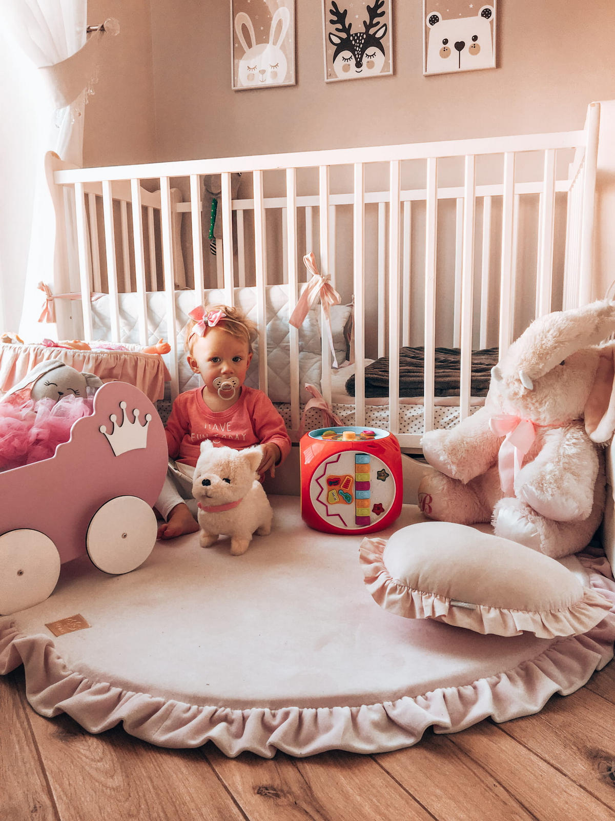 SPIELMATTE für Kinder, Rund, Samt, Hellrosa - Pink, Textil (100/100cm) - MeowBaby