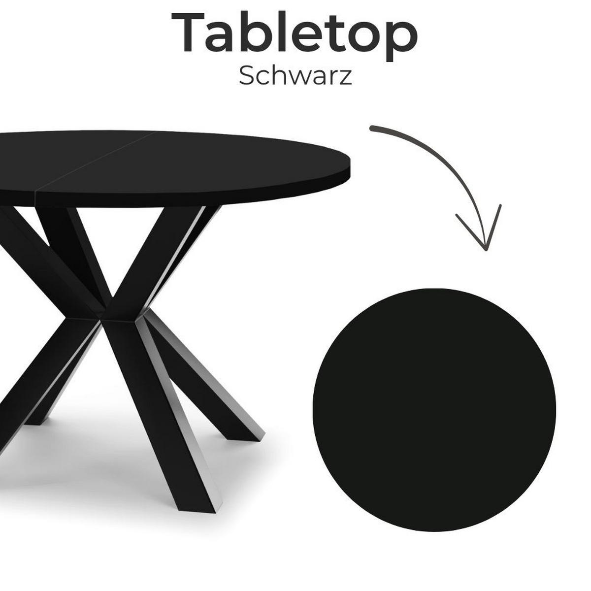ESSTISCH RAL mit Holzbeinen, Durchmesser: 90 / 190 cm Schwarz - Schwarz, Holz (90/190/77cm) - Dekori_Interiors