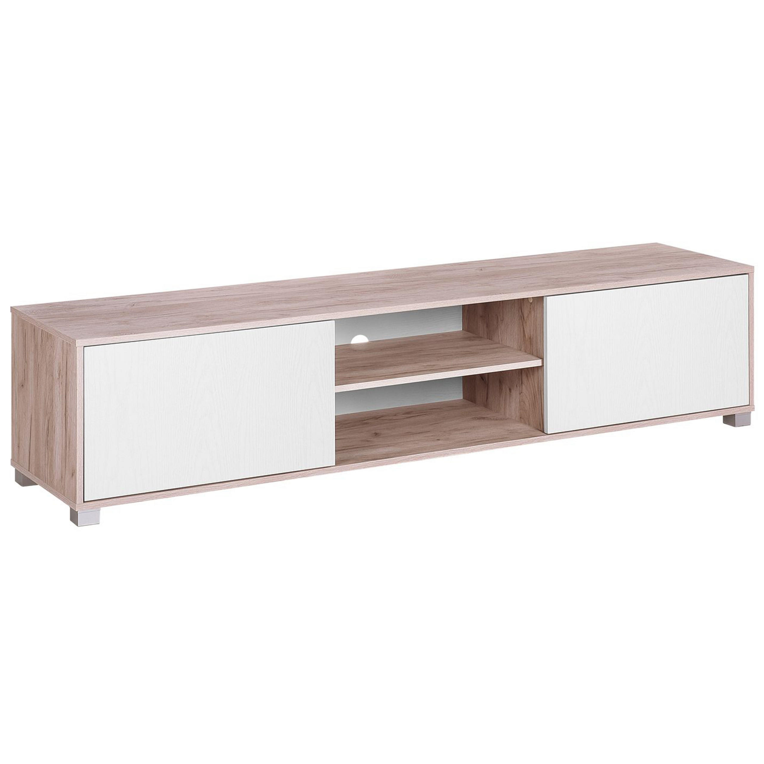 TV-MÖBEL Helleres Braun, Weiß LINCOLN 41/180/41 cm - Hellbraun, Holzwerkstoff (180/41/41cm) - Beliani