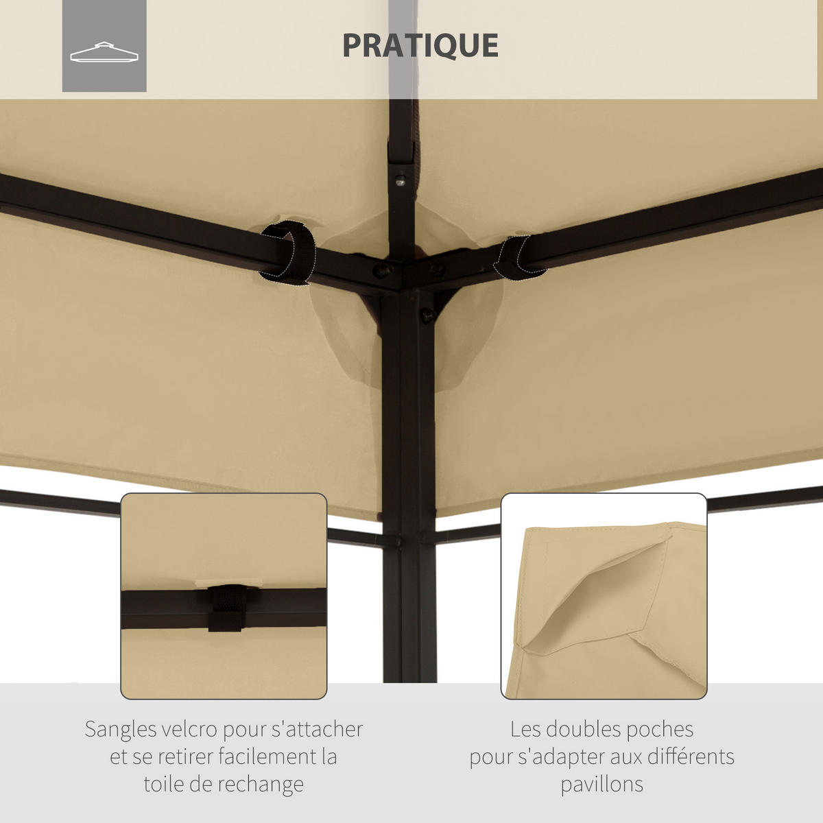 ERSATZDACH für Pavillon DE-12555 3x4 m Beige - Beige, Textil (400/1/300cm) - ComfortXL