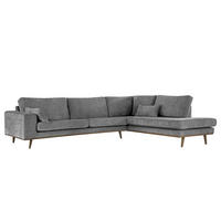 ECKSOFA mit Ottomane - Eichefarben/Dunkelgrau, Eichenholz/Textil (287/219cm) - home24
