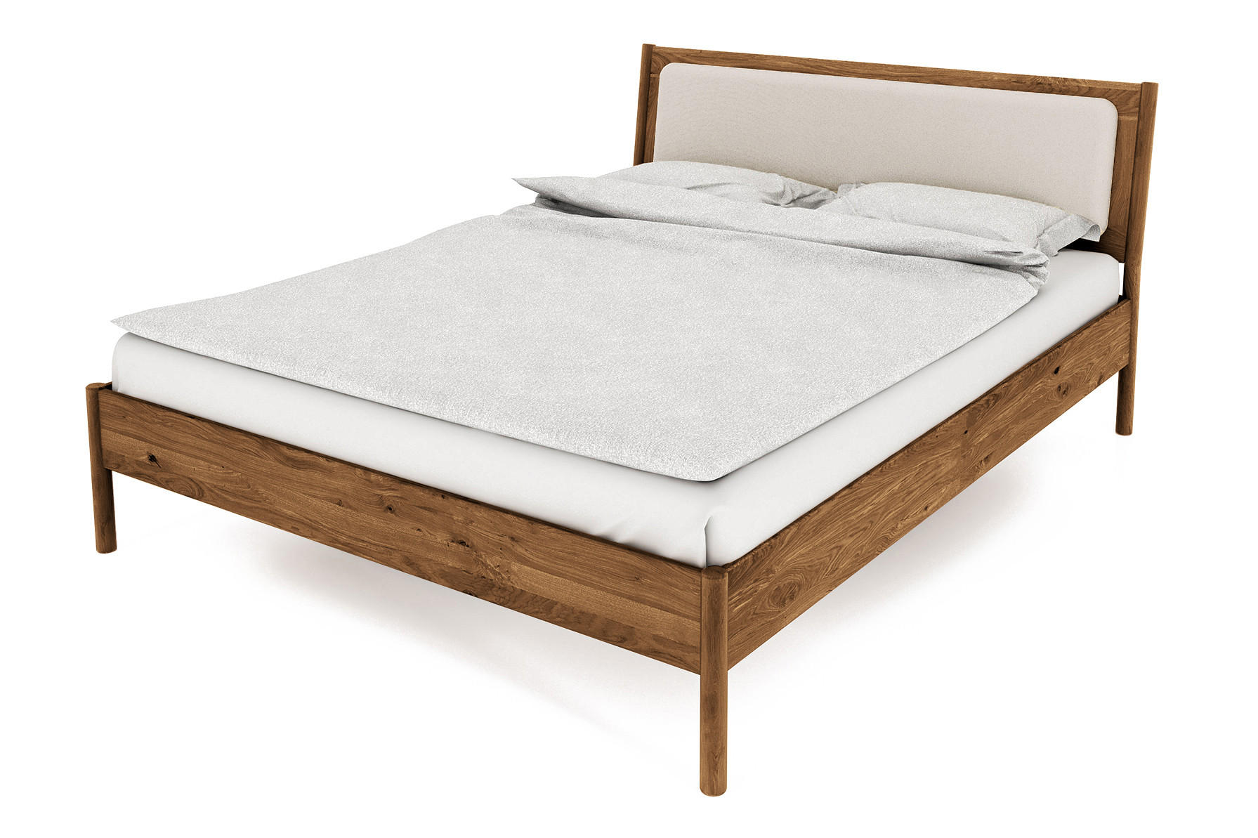 BETT MIT POLSTERKOPFTEIL INA 90x190 Wildeiche - Alteiche, Holz (90/190cm) - byoak