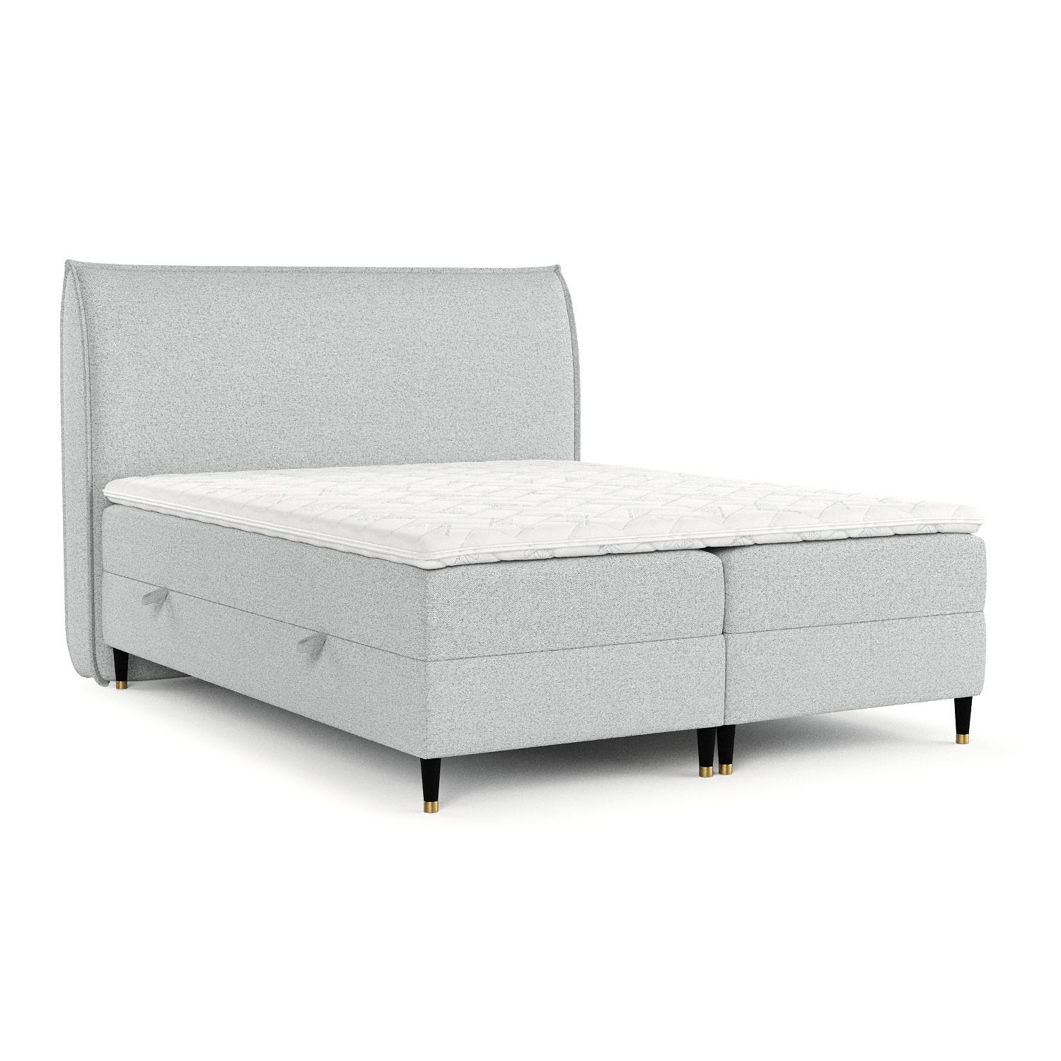 BOXBETT Melba Hellgrau 160/200 cm mit Taschenmatratze - Hellgrau/Schwarz, Holz/Holzwerkstoff (160/200cm) - Maison de Reve