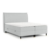 BOXBETT Melba Hellgrau 160/200 cm mit Bonellmatratze - Hellgrau/Schwarz, Holz/Holzwerkstoff (160/200cm) - Maison de Reve