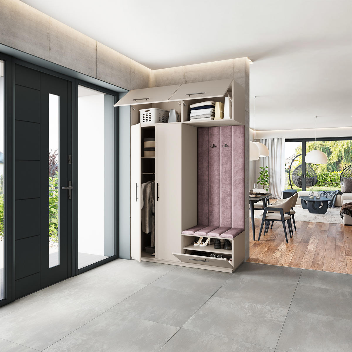 GARDEROBENSCHRANK REMA 150/240/60 cm Modern Garderobe-Set Kaschmir - Kaschmir/Lila, Holzwerkstoff (150/240/60cm) - MASSENO