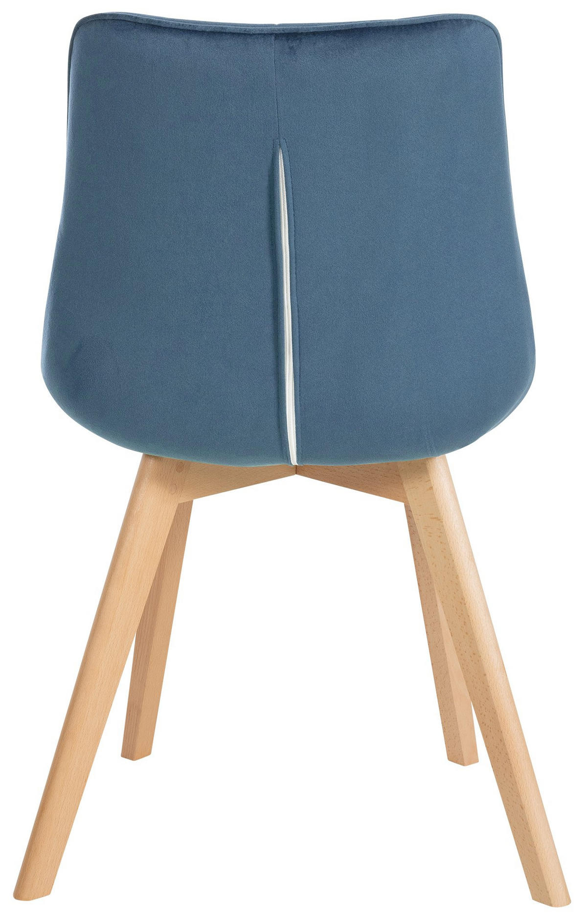 STUHL Samt blau - Blau/Eukalyptusholzfarben, Holz/Textil (54/84/63cm) - CLP