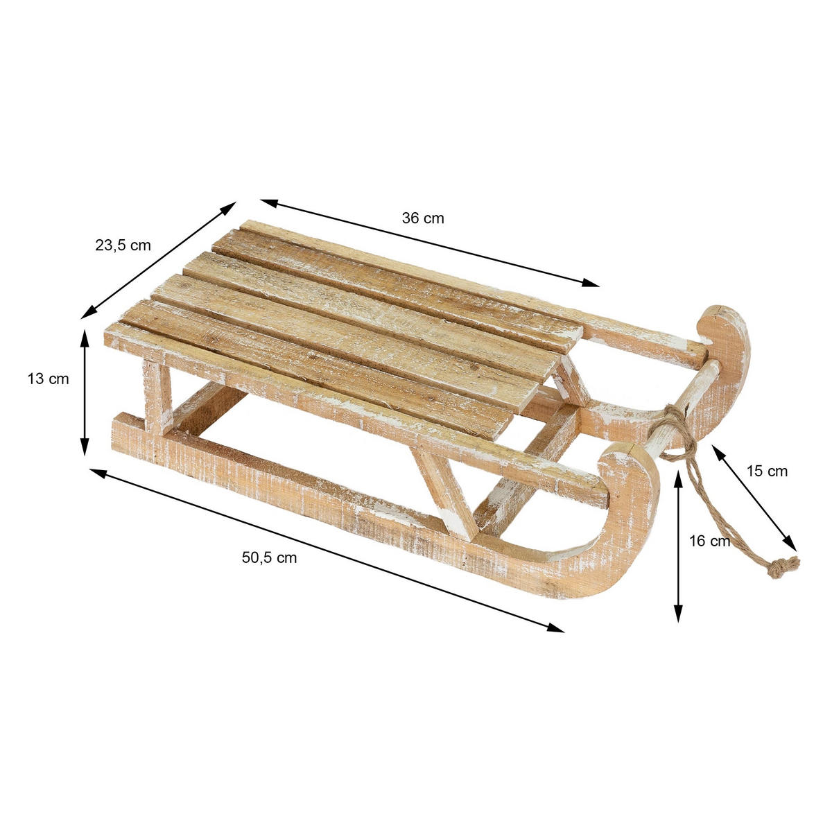 WEIHNACHTSSCHLITTEN 50,5 cm Braun aus Holz mit LED - Braun, Holz (23.5/13.5/50.5cm) - ECD-Germany