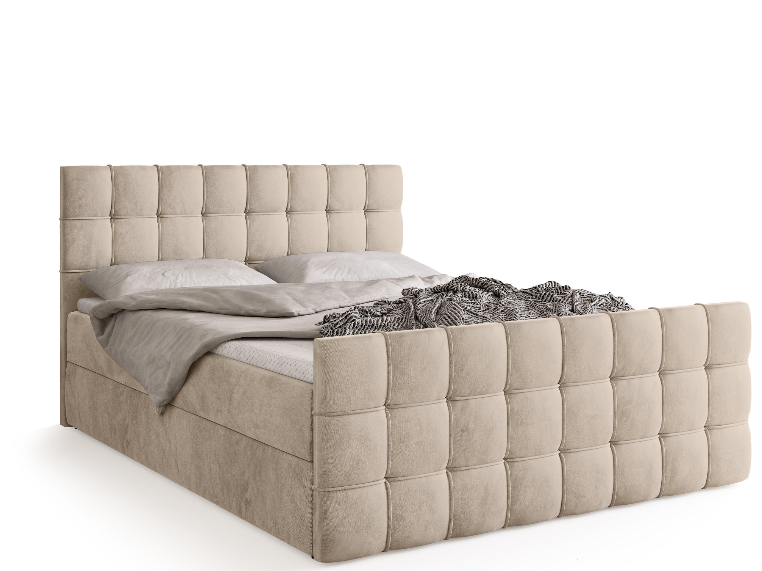 BOXBETT Detroit Duo mit Topper 180/200 Creme - Creme, Textil (180/200cm) - Bromarkt