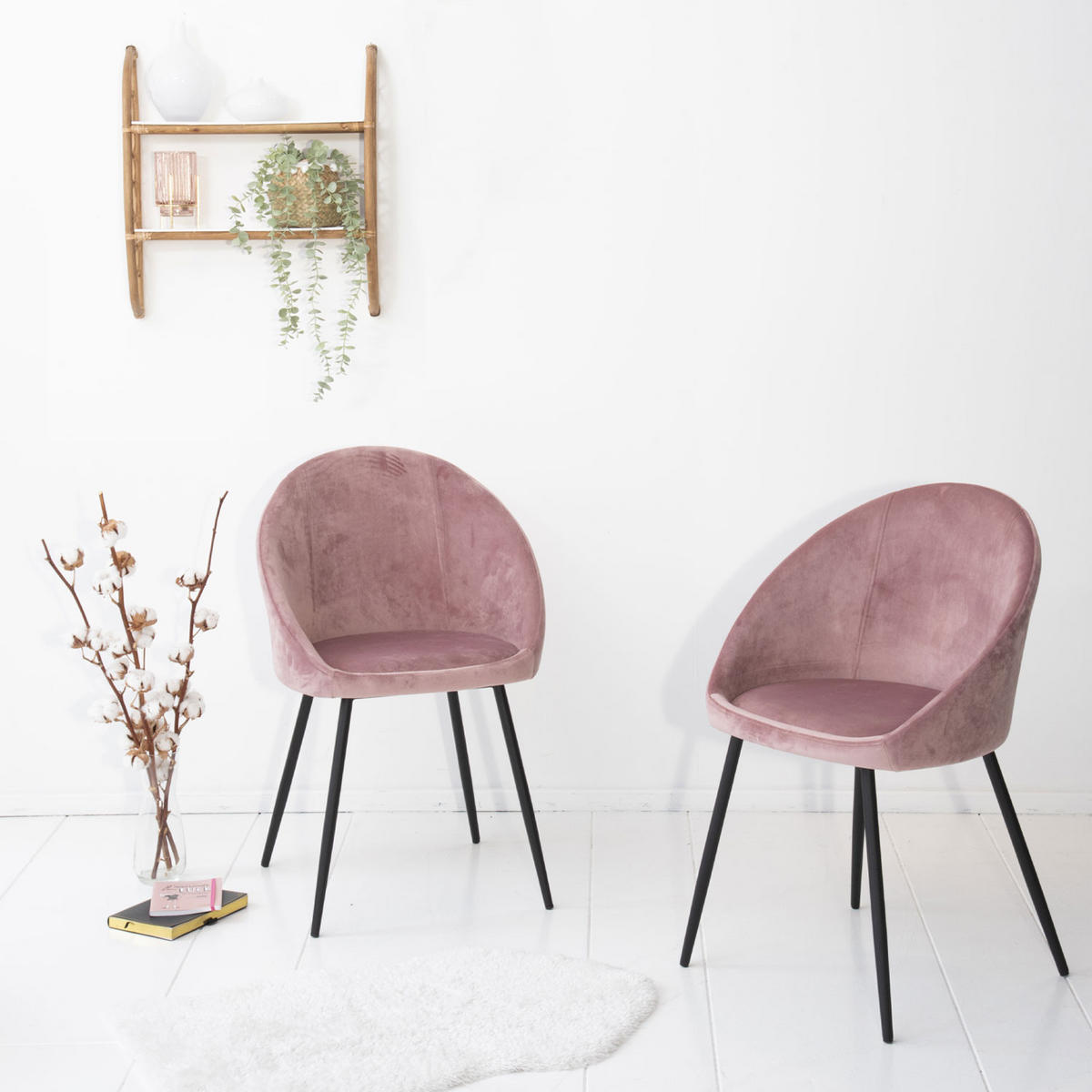 STÜHLE Diane Rosa 2er-Set - Rosa, Textil (53/81/54cm) - Happy Garden