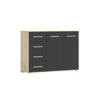 KOMMODE - Highboard IRYS 01 2D4S Artisan + Schwarz - Schwarz/Eiche Artisan, Holzwerkstoff (135/95/45cm) - Möblo