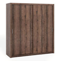 SCHIEBETÜRENSCHRANK Tamiza 200/215/62 2-türig - Silberfarben/Braun, Holzwerkstoff/Kunststoff (200/215/62cm) - Ravio