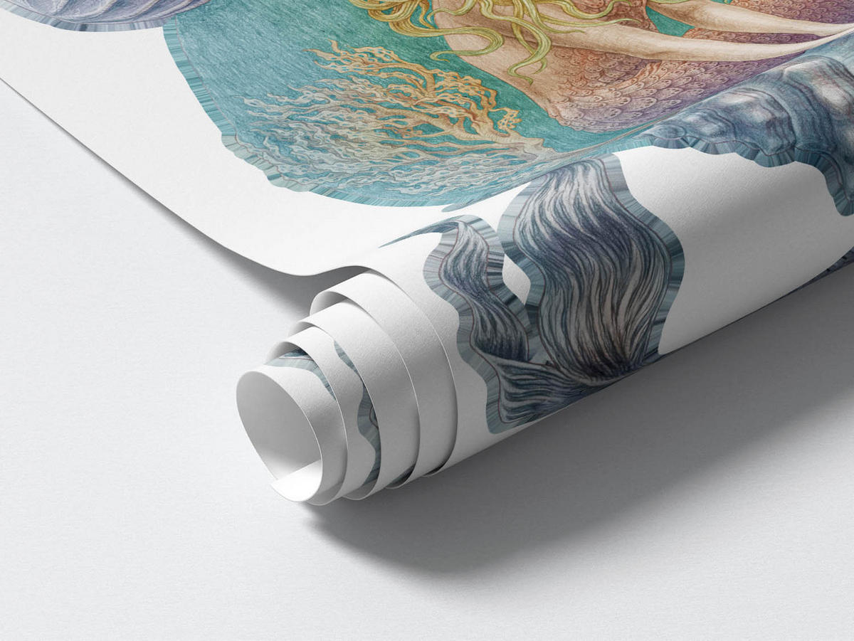 WANDAUFKLEBER 100x128cm - Die kleinen Meerjungfrauen - Multicolor, Kunststoff (100/128/0.1cm) - Wallfluent