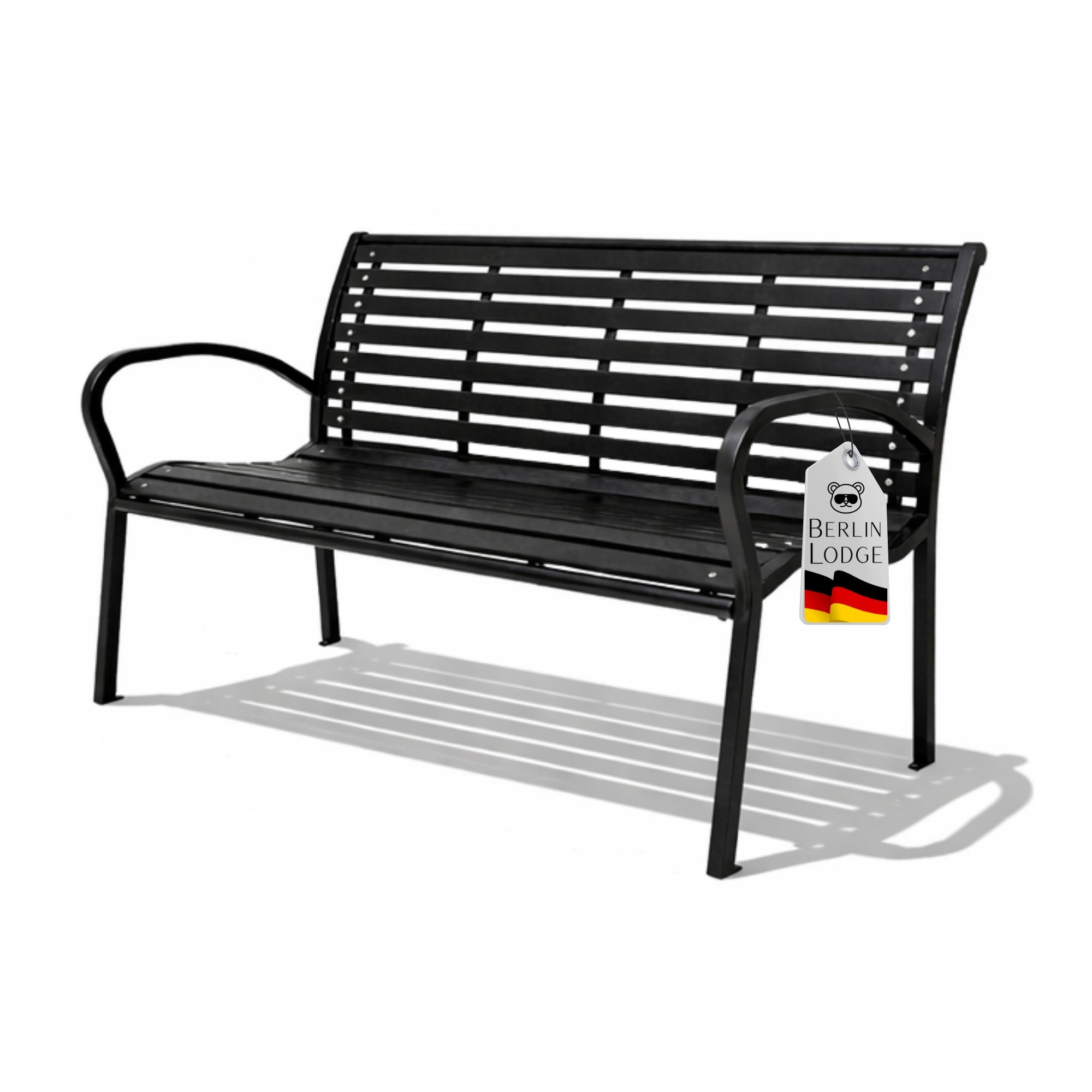 GARTENBANK MYKONOS in Holzoptik 3-Sitzer 80x126x60cm Schwarz - Schwarz, Kunststoff/Metall (126/80/60cm) - BERLINLODGE