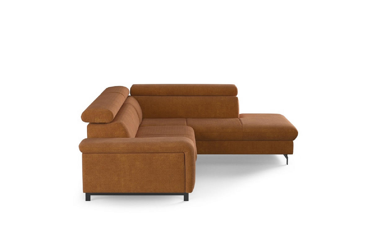 ECKSOFA mit Schlaffunktion und Bettkasten - Cognac/Schwarz, Kunststoff/Textil (215/262cm) - Cotta
