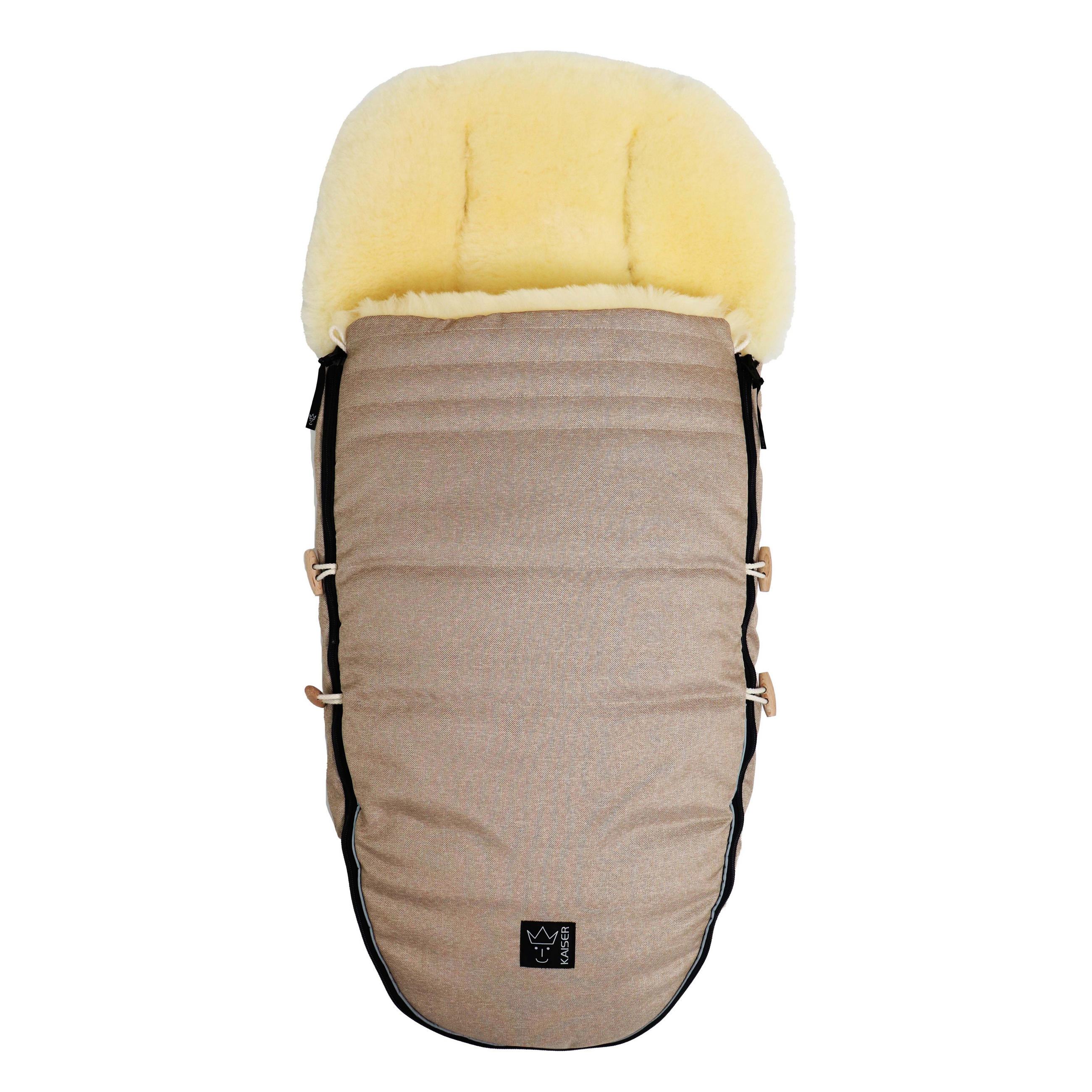 LAMMFELL-FUSSSACK Love the Nature, sand melange - Beige, Fell (44/95cm) - Kaiserbaby