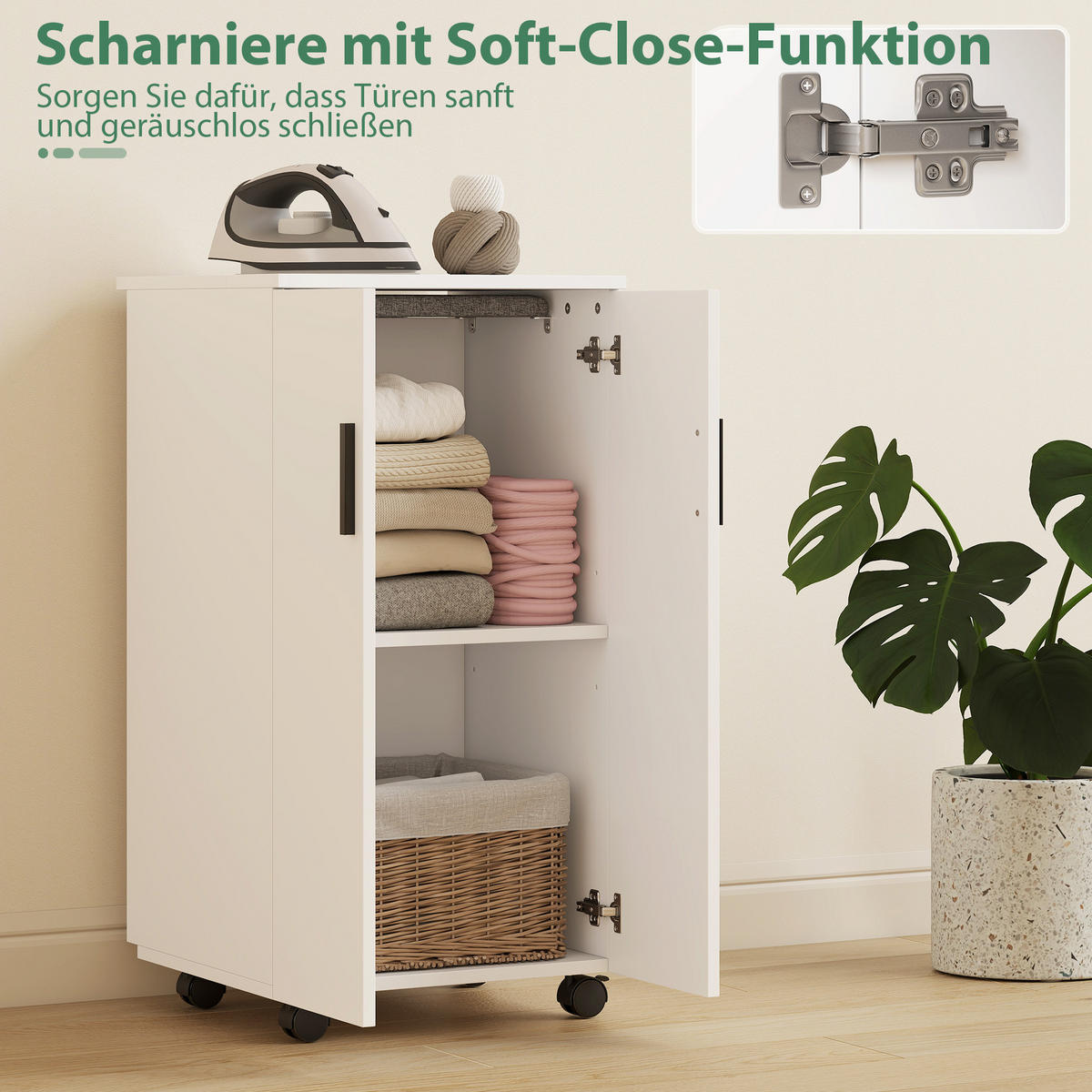 BÜGELBRETTSCHRANK DE-09596 Weiß - Weiß, Holzwerkstoff (99.5/83/43cm) - ComfortXL