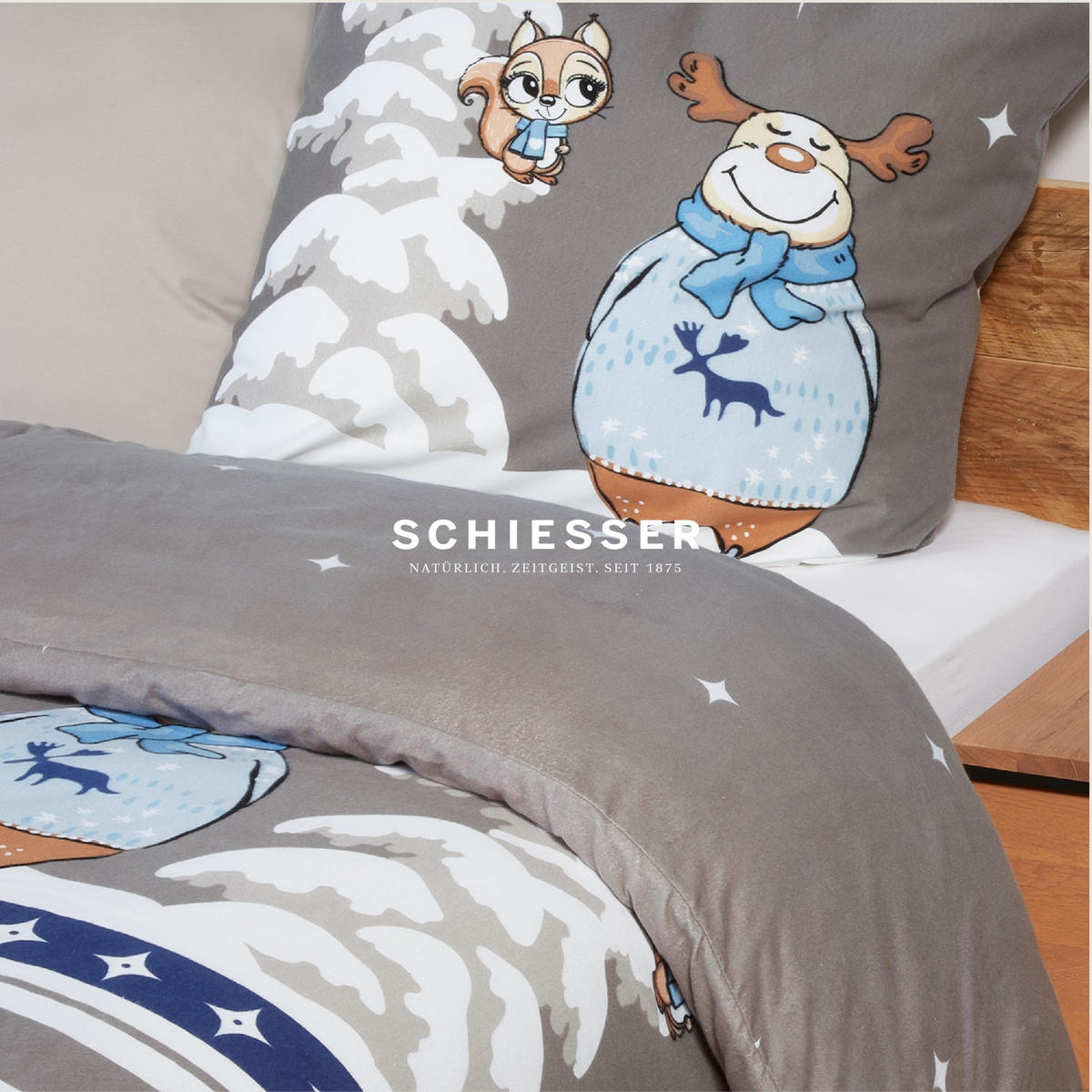 BETTWÄSCHESET Kitta - Feinbiber - 2-teilig - 155 x 220 cm - Blau - Blau, Textil (155/220cm) - SCHIESSER