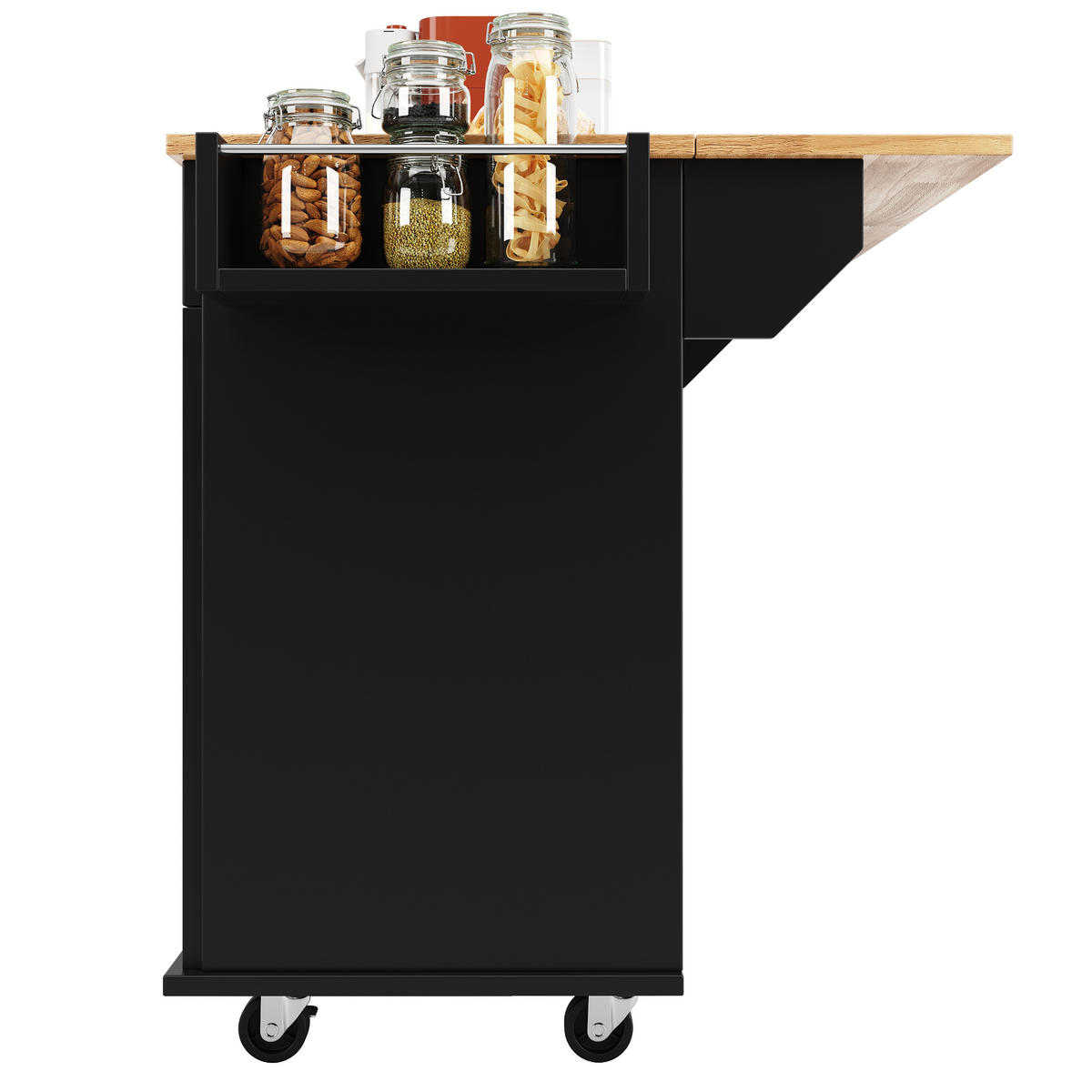 KÜCHENINSEL Küchenwagen Stauraum Holz Schwarz - Schwarz, Holzwerkstoff (106/90.5/50cm) - FLIEKS