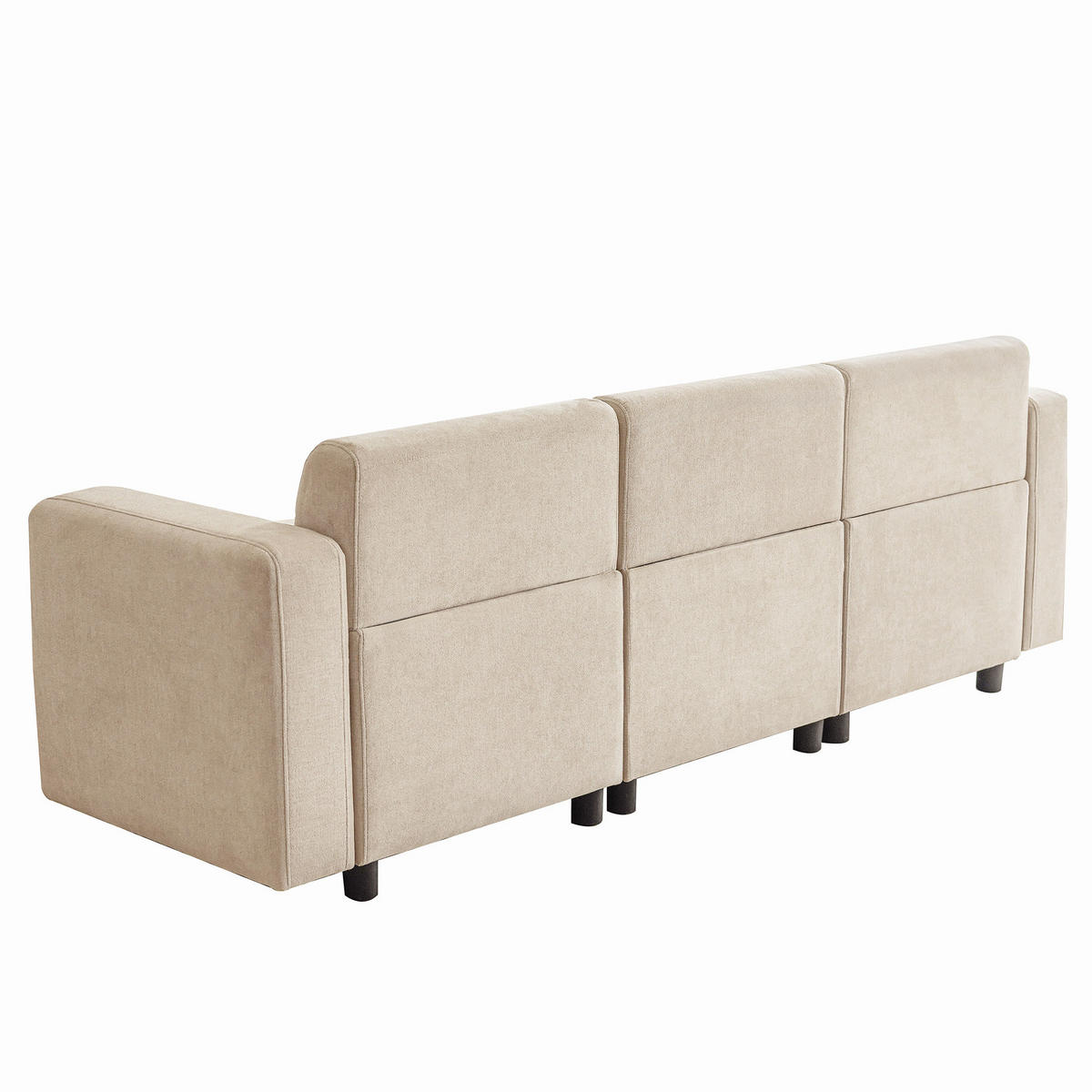 SOFA 3-Sitzer 211 x 67 x 71 cm Chenille Beige mit 2 Kissen - Beige, Kunststoff (211/71/67cm) - Meubliv
