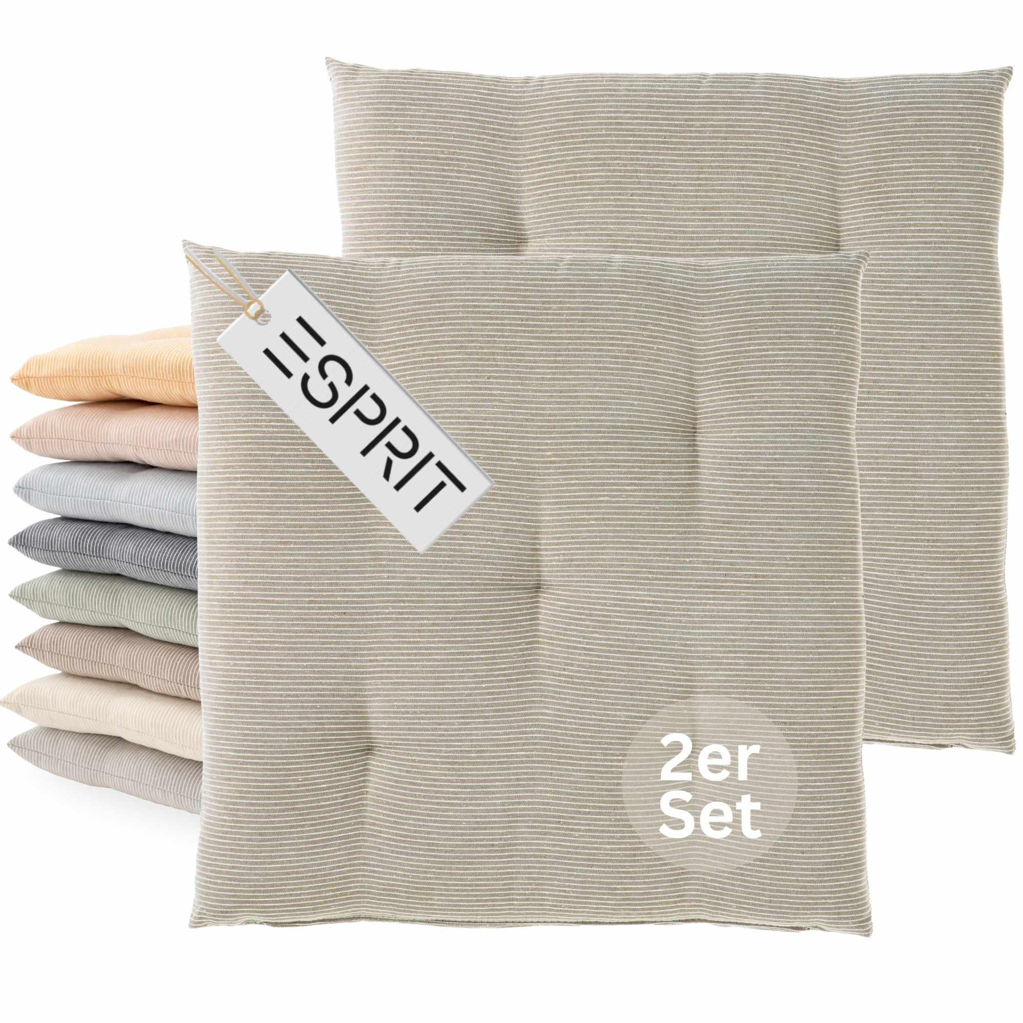 SITZKISSEN 2er Set Needlestripe braun - 40x40 cm - Braun, Textil (40/40/3cm) - Esprit