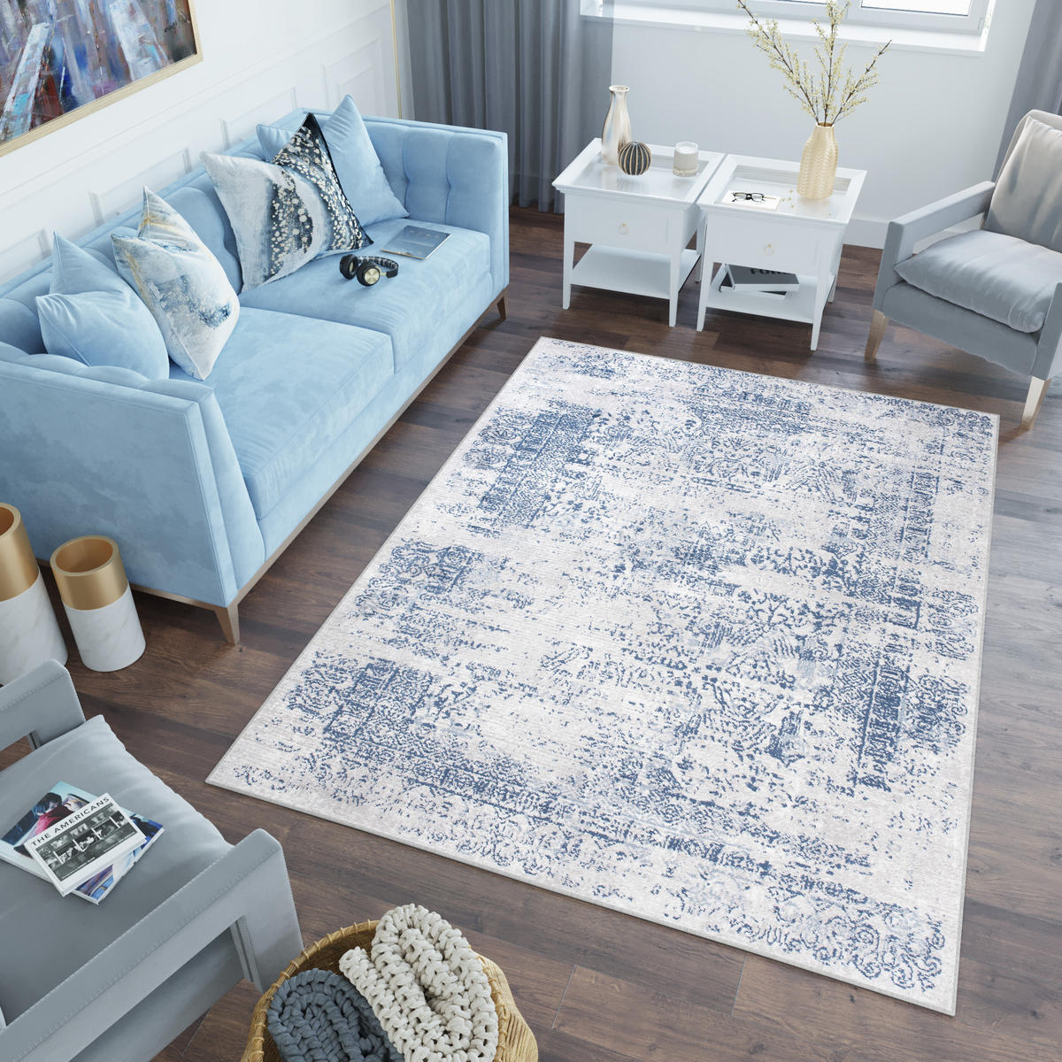 TEPPICH SKY Grau 150/240 cm - Blau, Kunststoff (150/240cm) - Tapiso