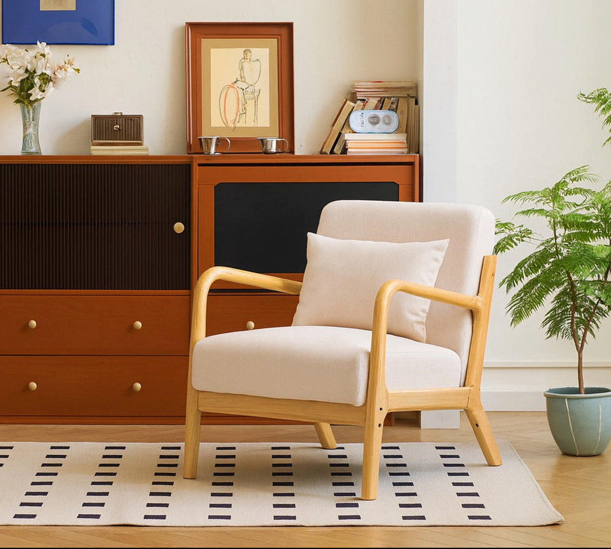 SESSEL Holz Beige - Beige, Holz (64/74/80cm) - Nordlys