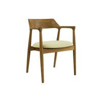 STUHL mit Armlehnen - Teakholz & Stoff - Holz- & Cremefarben - SOUADY - Naturfarben, Holz (58/76/58cm) - Vente-Unique