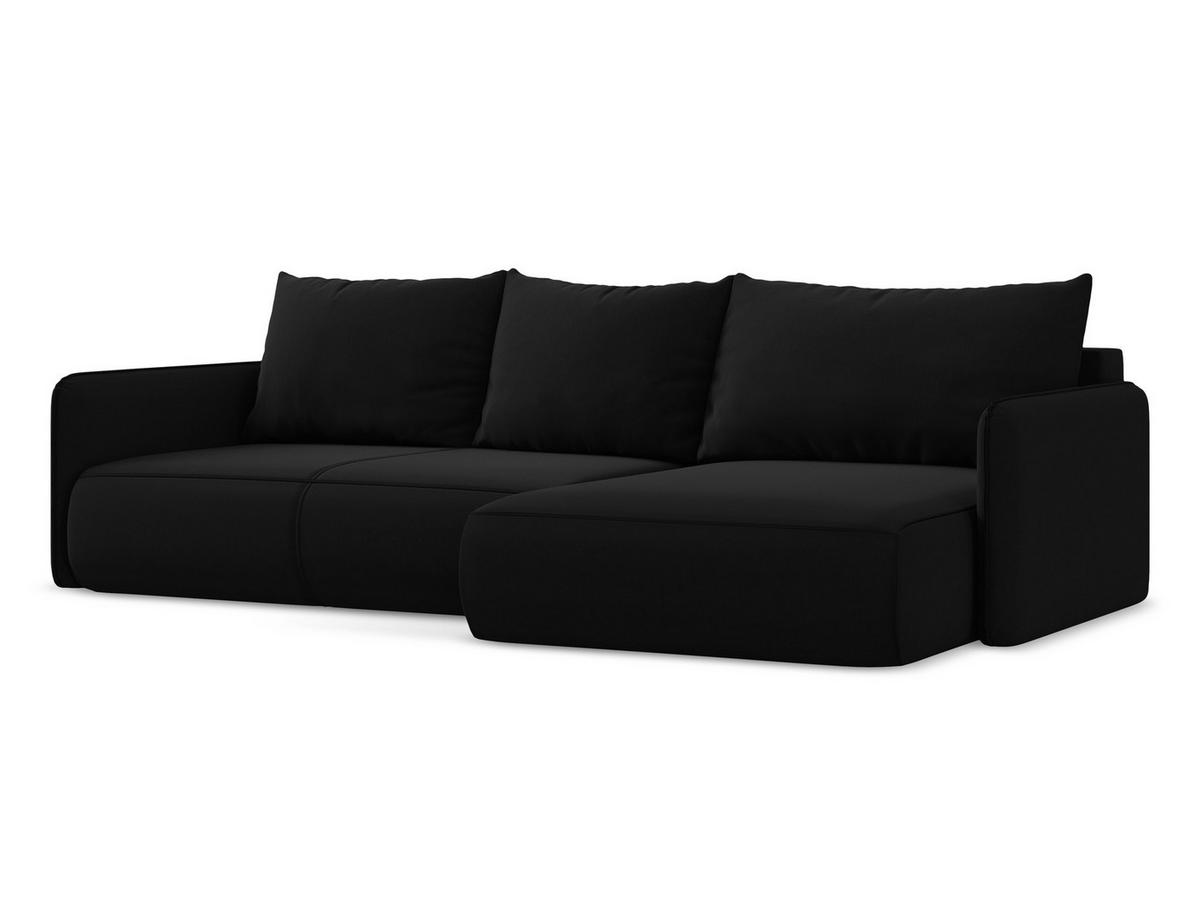 ECKSOFA mit Schlaffunktion Samt Stoff Schwarz - Schwarz, Kunststoff/Textil (240/148cm) - Makamii