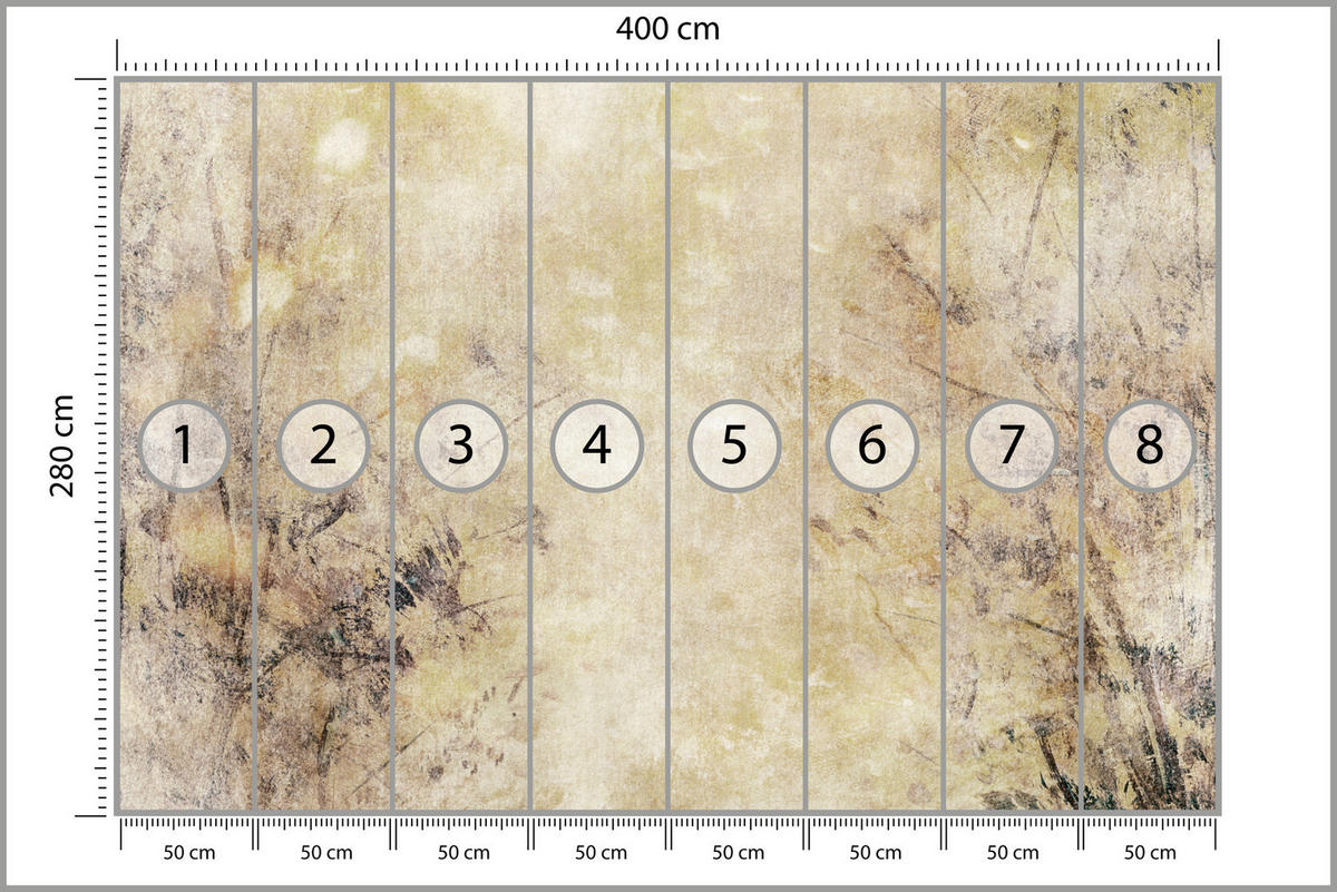 FOTOTAPETE Beton Abstraktion Retro Stil 400x280 - Beige/Braun, Papier (400/280cm) - Muralo