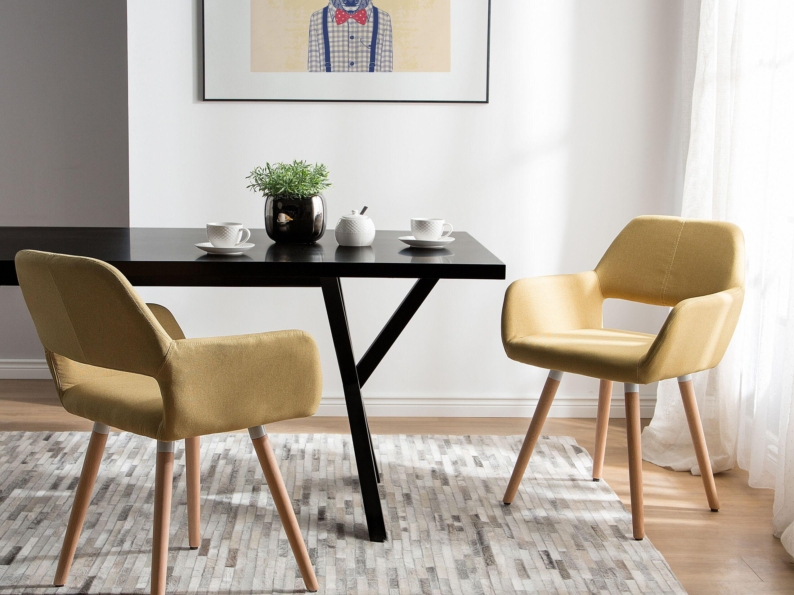 ESSZIMMERSTUHL 2er-Set Polsterbezug Gelb Chicago - Gelb, Holz/Textil (56/81/56cm) - Beliani