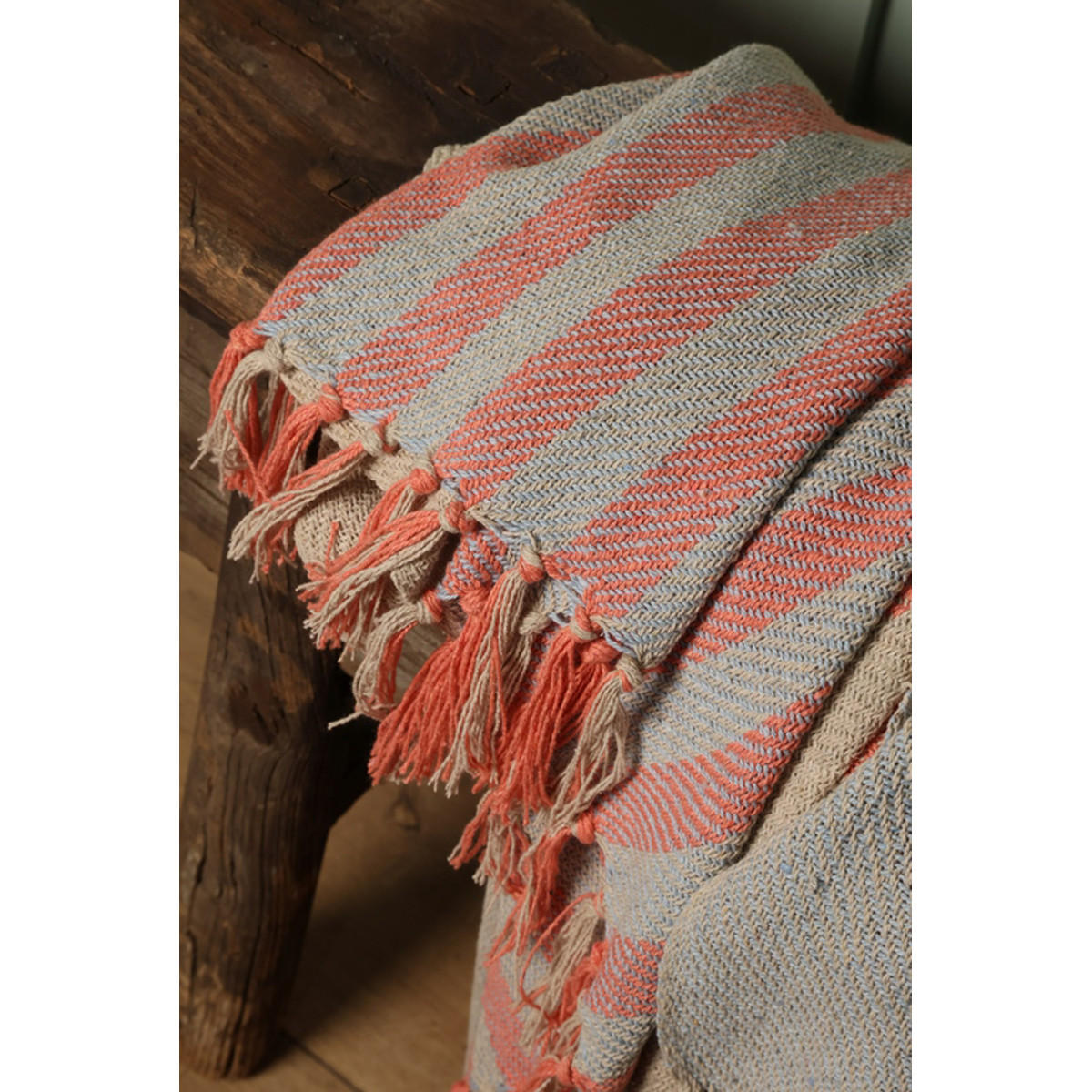 DECKE Band 130x180 cm, 100% Baumwolle, Blau-Bernstein - Blau, Textil (130/180cm) - Au Maison