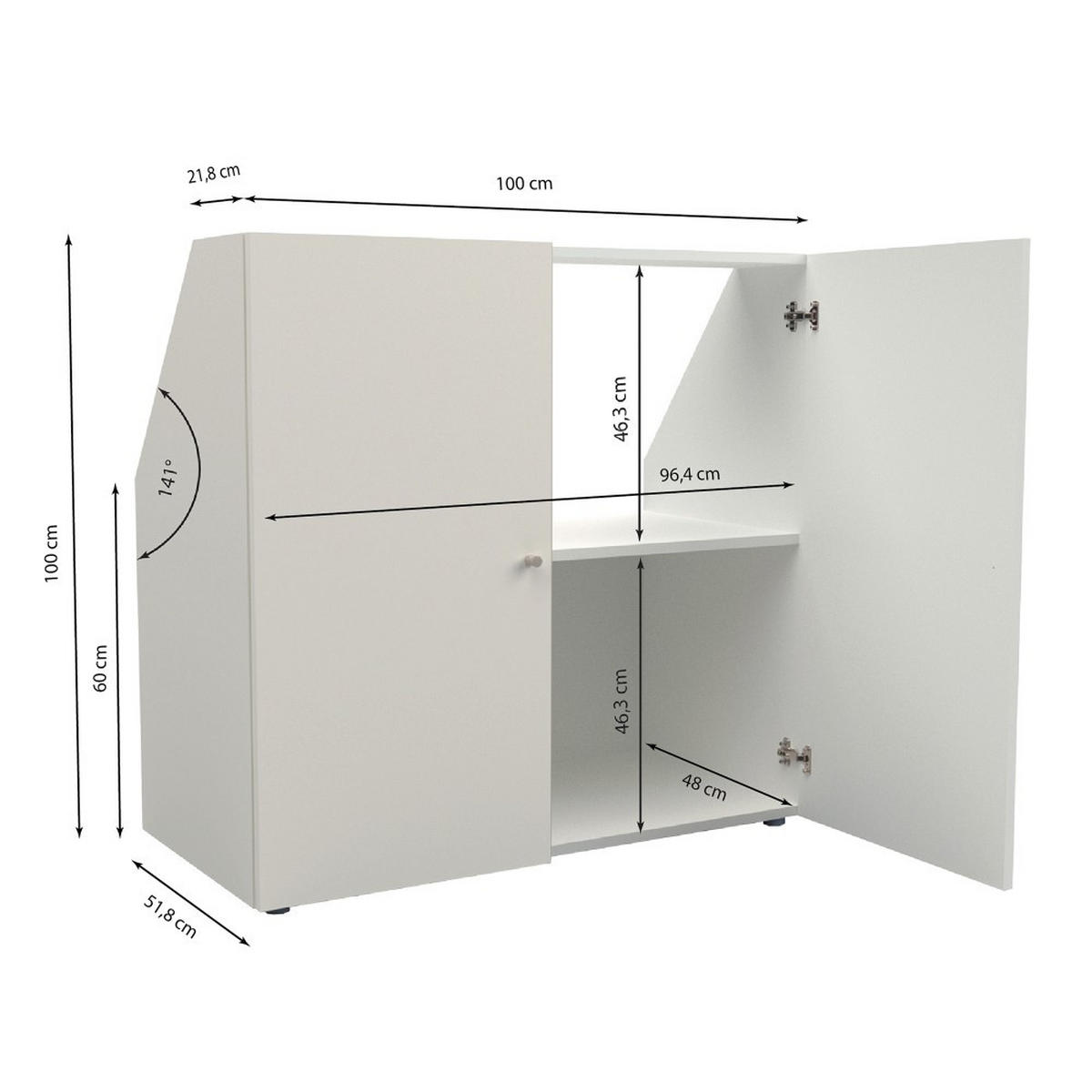 DACHSCHRÄGENSCHRANK CALI/ 100/100/51.8 cm - Weiß - Weiß, Holzwerkstoff (51.8/100/100cm) - Weber Industries