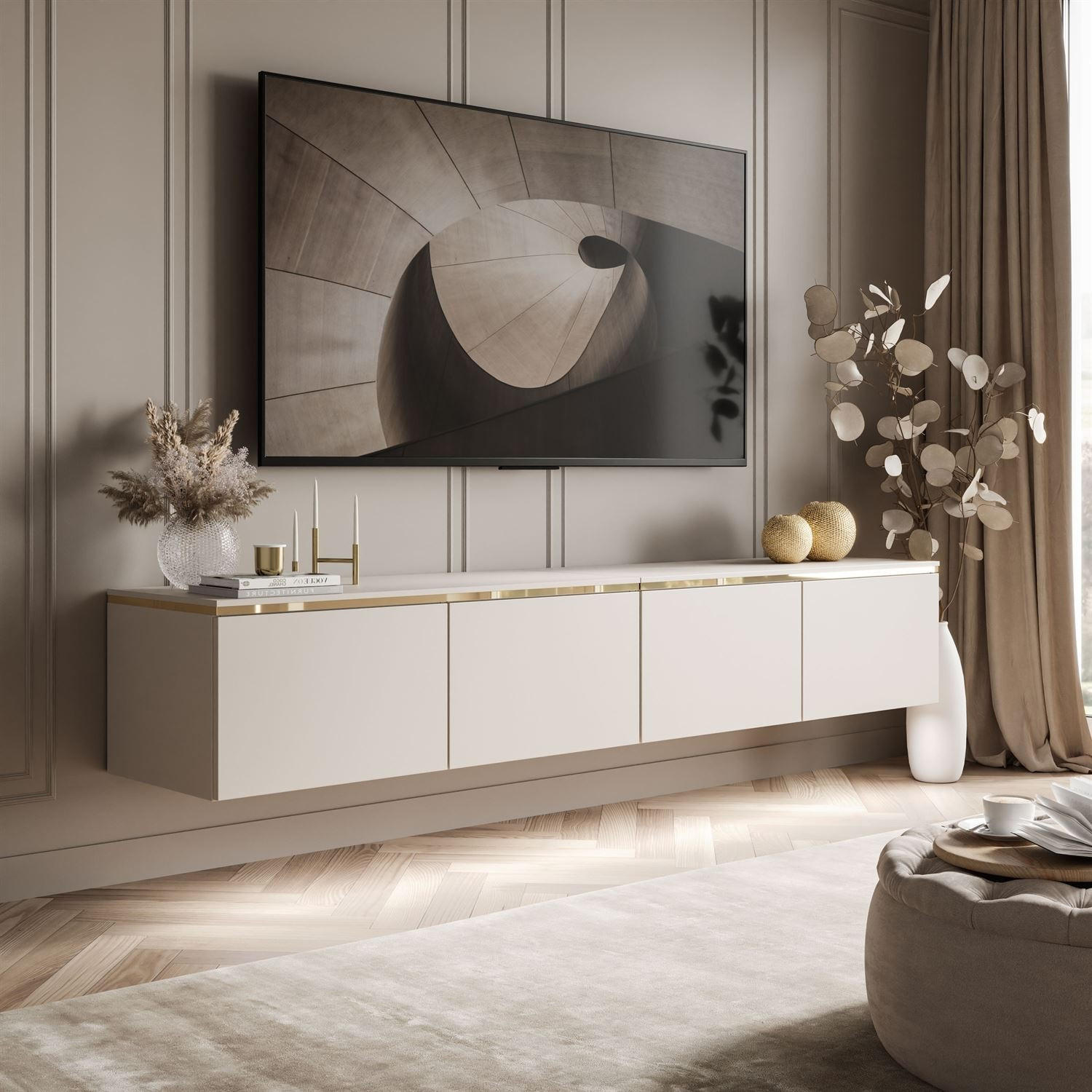 Thumbnail - Lookway Hängeschrank, Kaschmir, Holzwerkstoff, 200x35x40 cm, Wohnzimmer, Wohnwände, Lowboards, Lowboards stehend