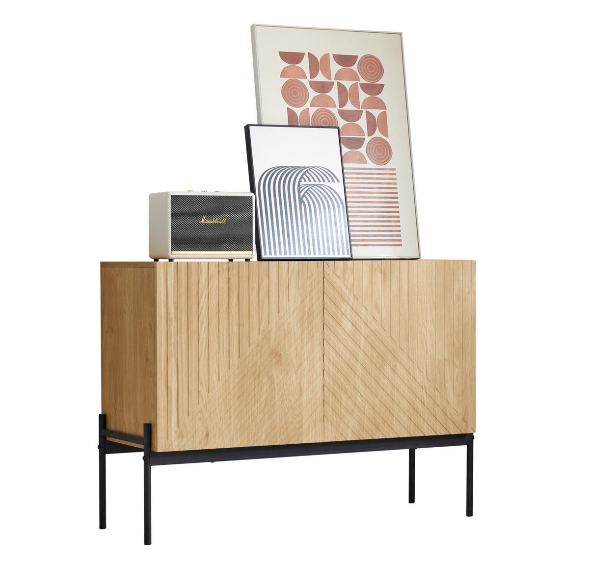 SIDEBOARD 100/40/75 cm aus Spanplatte mit Metallbeinen Natur - Naturfarben, Holzwerkstoff (100/75/40cm) - Modenvie