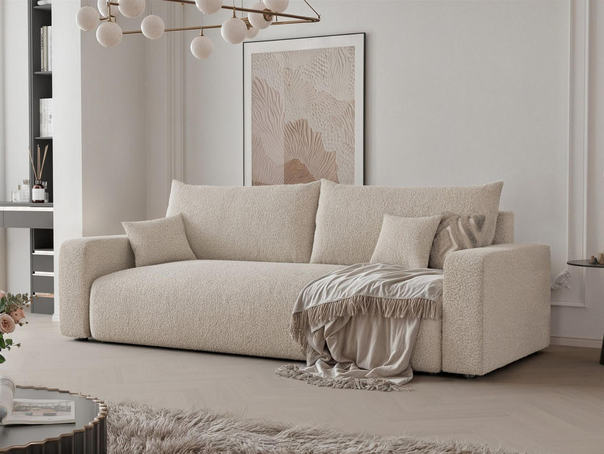 SCHLAFSOFA Luna - Beige, Holzwerkstoff/Textil (246/79/96cm) - Fun Möbel