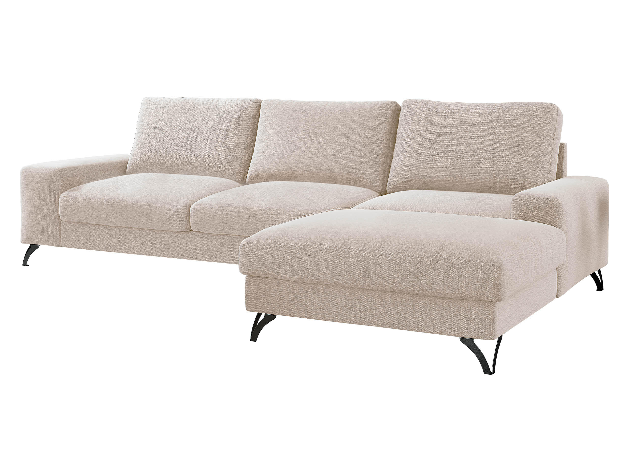 ECKSOFA Flavio, Seite: Rechts - L4+L2F+R1F - Schwarz/Naturfarben, Holz/Textil (300/179cm) - MIRJAN24