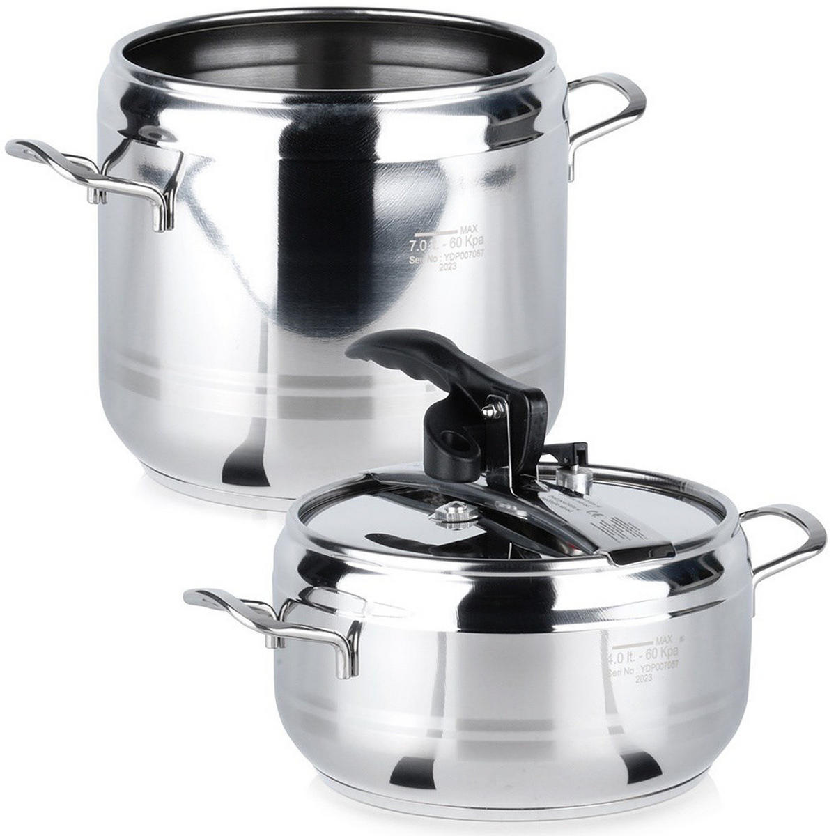 SCHNELLKOCHTOPF-SET Profi 2-teilig silber - Silberfarben, Metall (7L) - Orion 