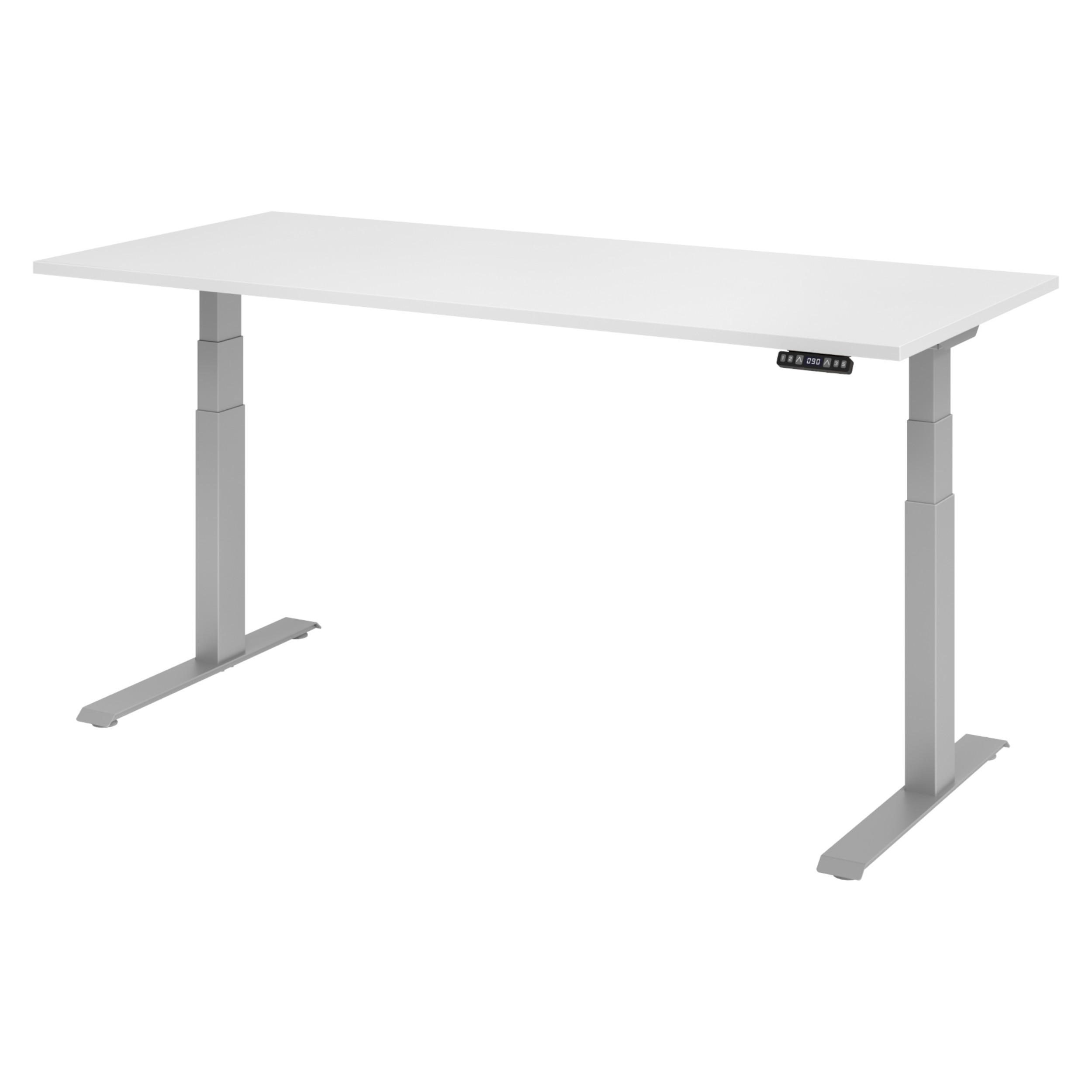 bümö Schreibtisch Weiß, Silber 180x74x80 cm
